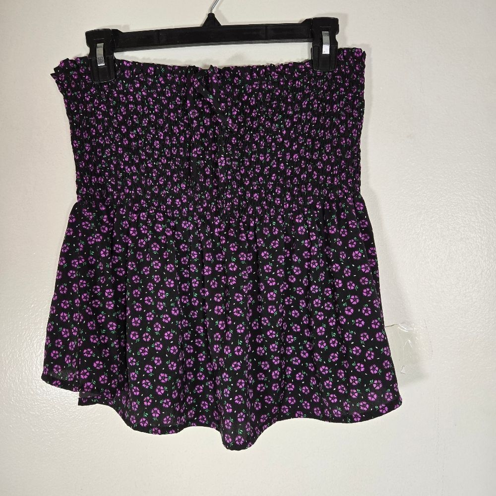 Express Floral Strapless Peplum Flirty Feminine Y2k 2000s Vibe Top Blouse Size L